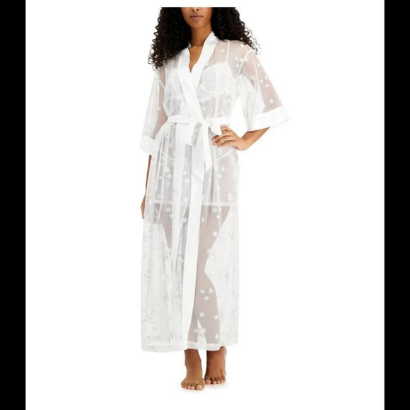 INC International Concepts Daisy Embroidered Sheer Robe - Picture 5 of 5